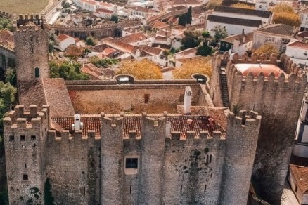 Aerial view of Óbidos castle and the walled town