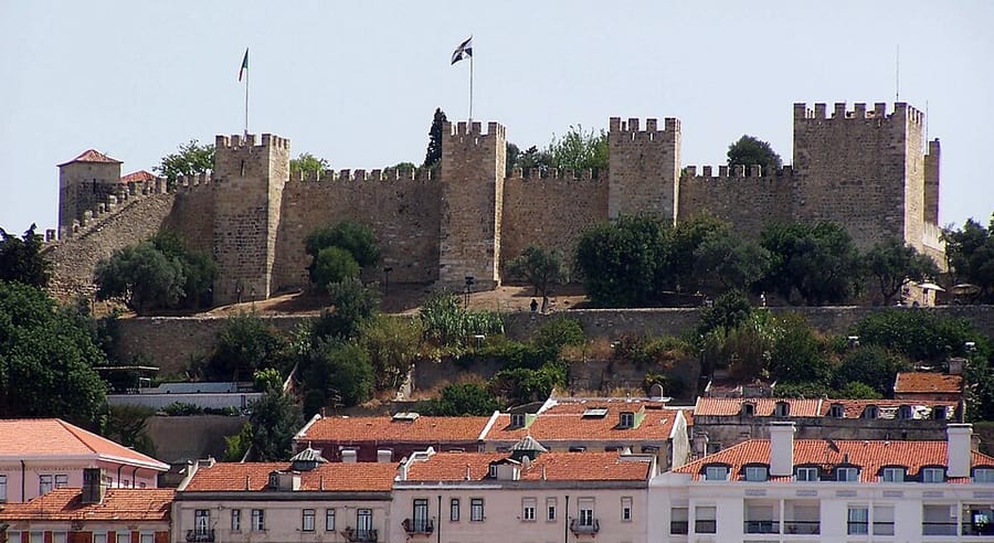 São Jorge Castle above the rooftops of Lisbon's old town